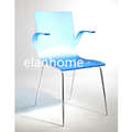 acrylic dinning arm chair with plated metal legs