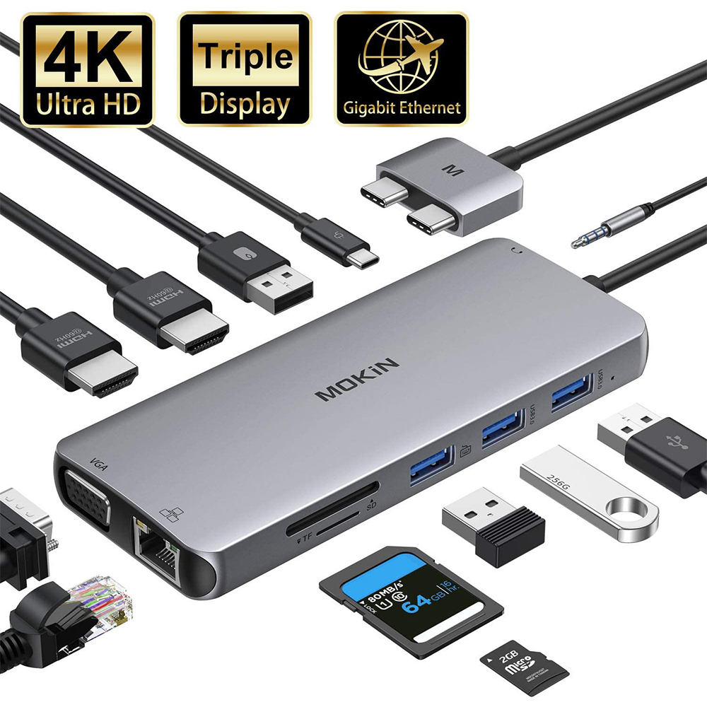 Thunderbolt 3 Dock USB 3.0 MacBook Air Adapter USB C Hub mit 4K HDMI SD/TF Kartenleser UGREEN USB-C Hub kompatibel mit MacBook Pro