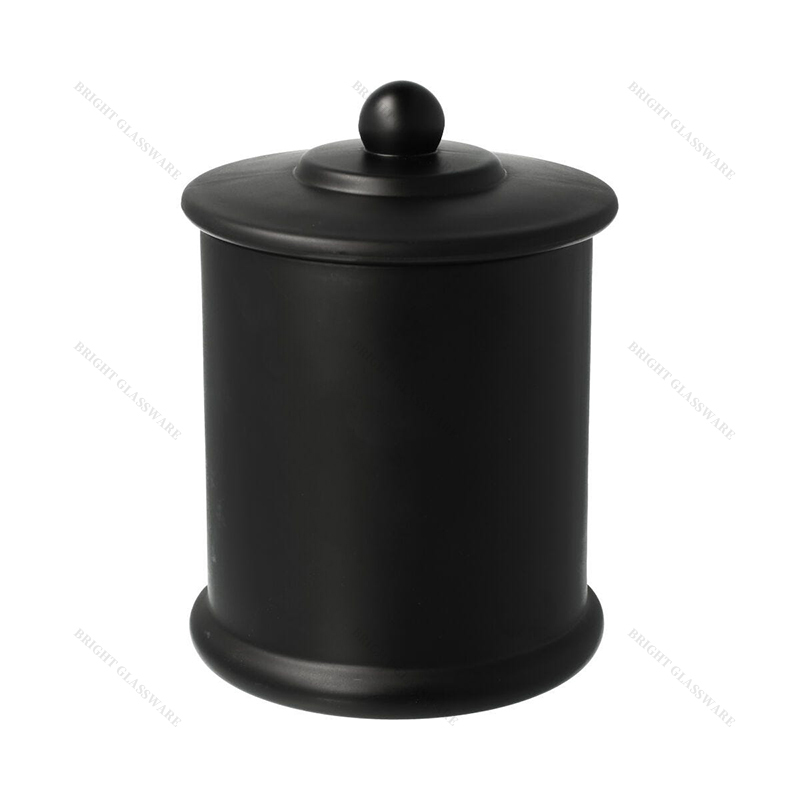 哑光黑色多瑙河蜡烛罐带盖