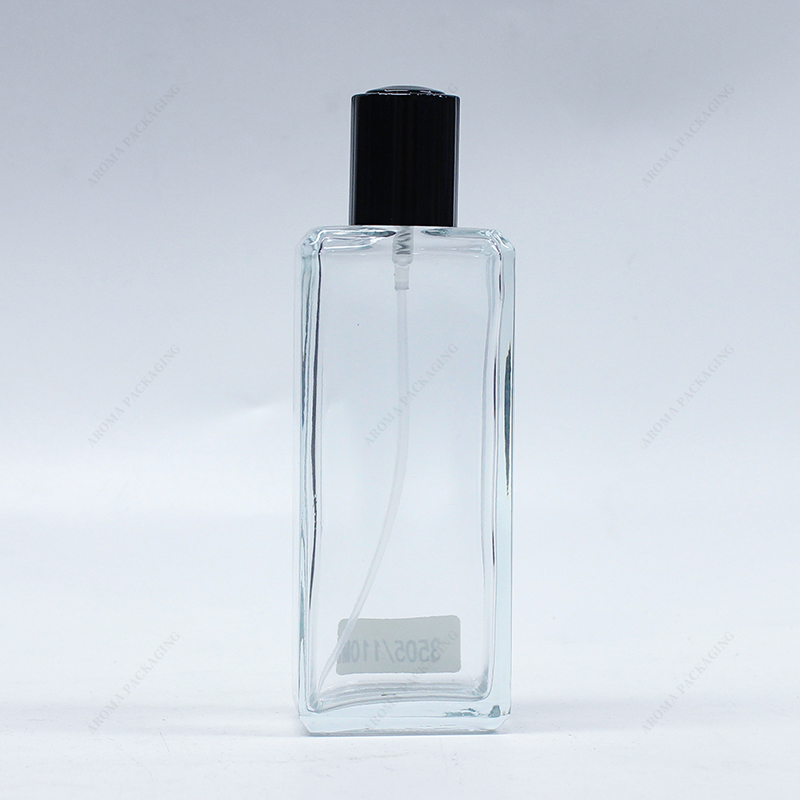 ふた付き正方形のガラス香水瓶