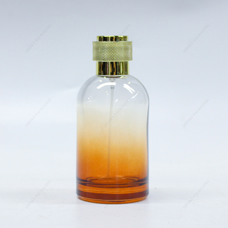 Frasco de perfume de vidrio de color degradado con tapa