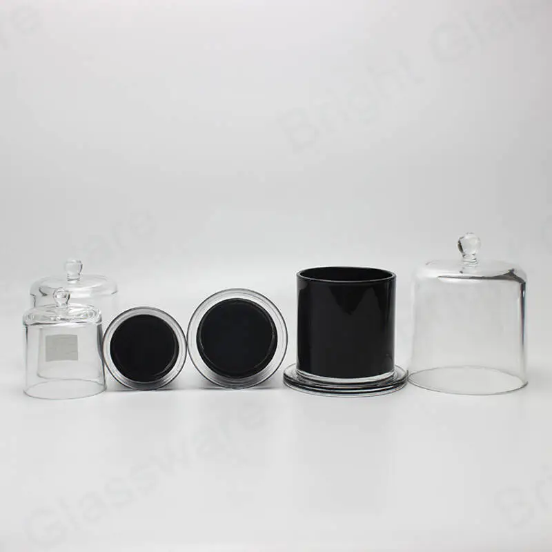 Muestra de lujo de lujo cúpula de cristal negro candelabro cloche jarro de vidrio al por mayor