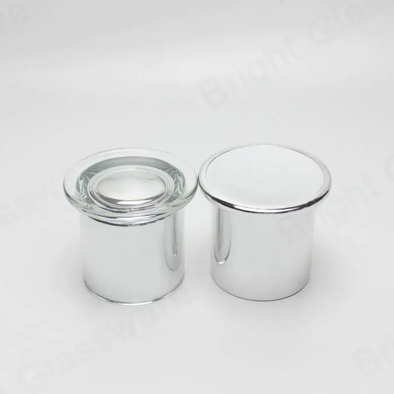 Круглый ртутный серебряный куполообразный стеклянный подсвечник Cloche Jar со стеклянным основанием