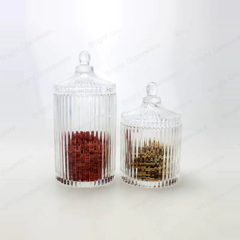 Elegante diseño de cristal decorativo bodas vidrio caramelo tarro de almacenamiento