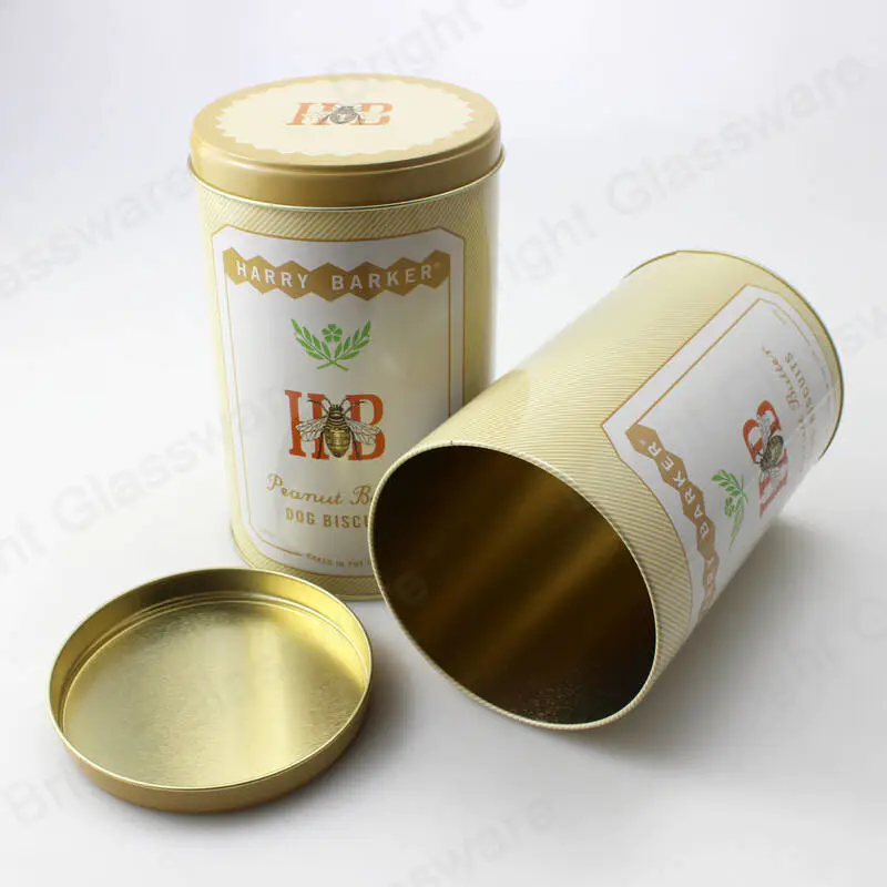 Boîte en étain d’or cylindre vide pour pâte de tomates, fruits en conserve, grains de café, boîtes de conserve en métal pour l’emballage alimentaire