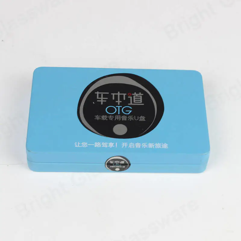 logotipo personalizado y cajas de hojalata de metal impresas para llaves Embalaje de productos electrónicos USB