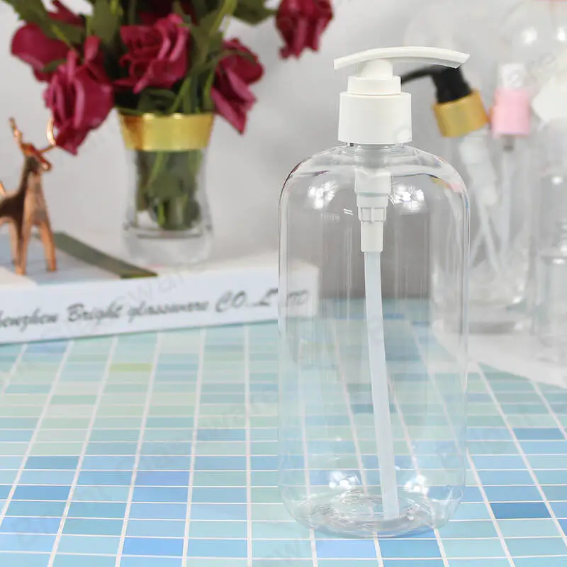 化粧品包装用の透明なペットボトル500mlペットローションポンプボトル