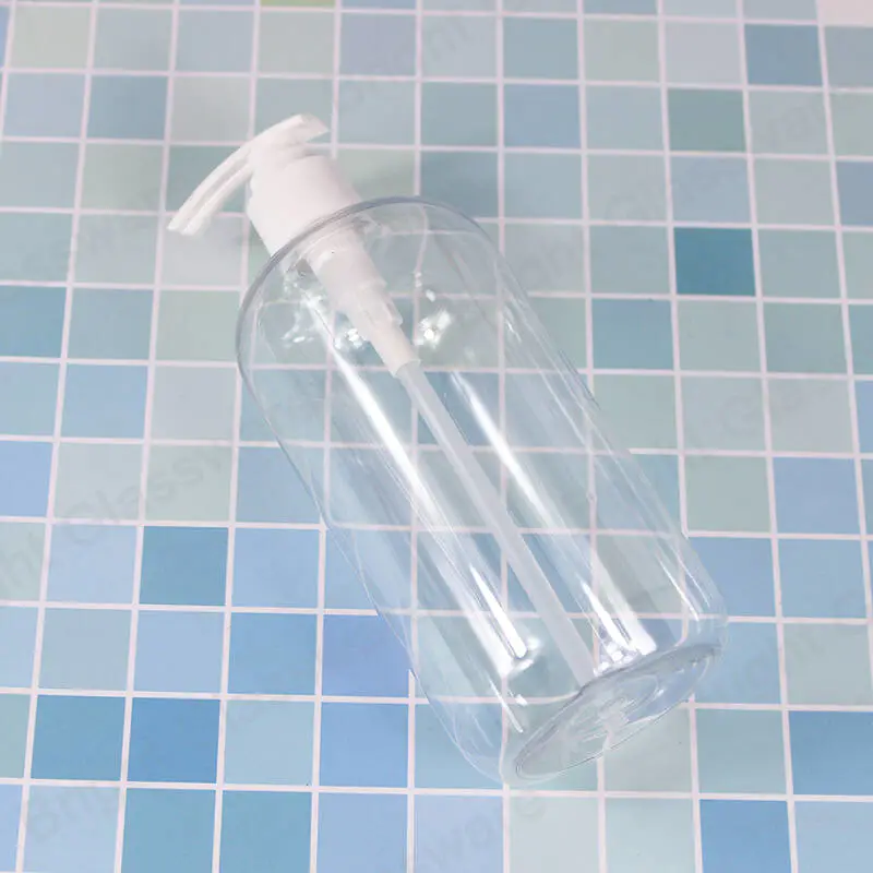 Flacon de shampoing en plastique transparent pour animaux de compagnie 500ml avec pompe à lotion