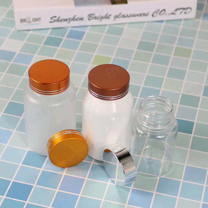 100ml botella de farmacia de boca ancha botellas cosméticas de plástico con tapa resistente a los niños