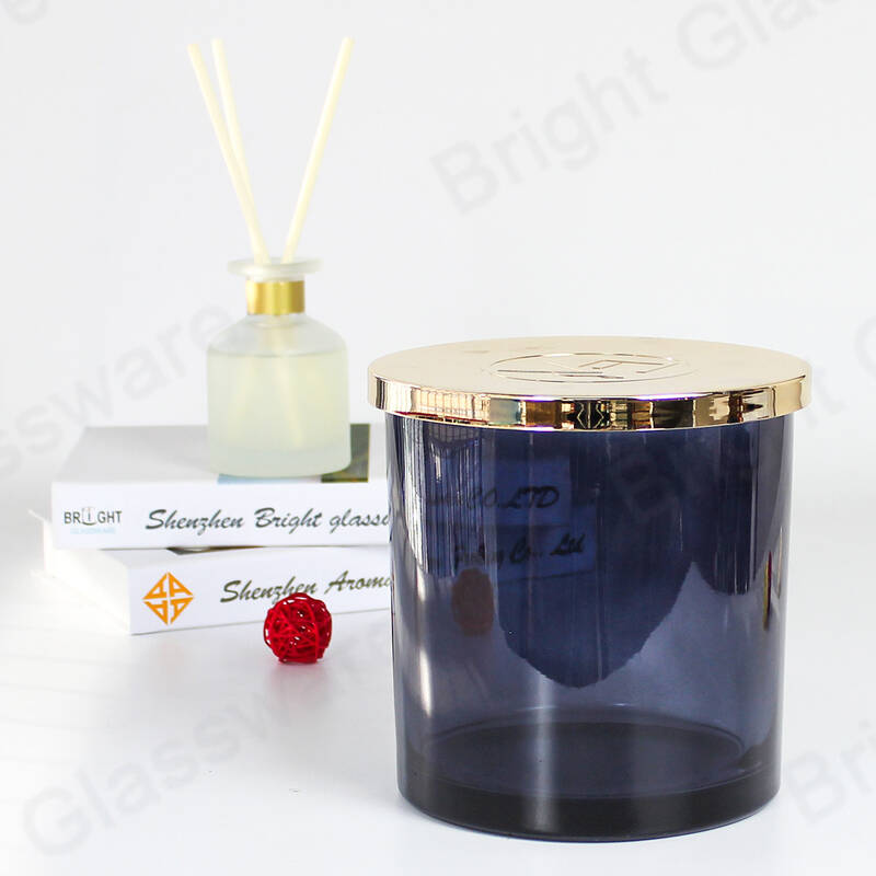 1500ml Large grey red blue 3 wicks candle glass jars with gold metal lids  for candle making