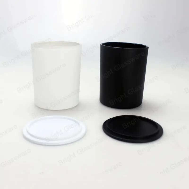  8oz & 15oz matte black glass jar candle with plastic candle lid for home decoration