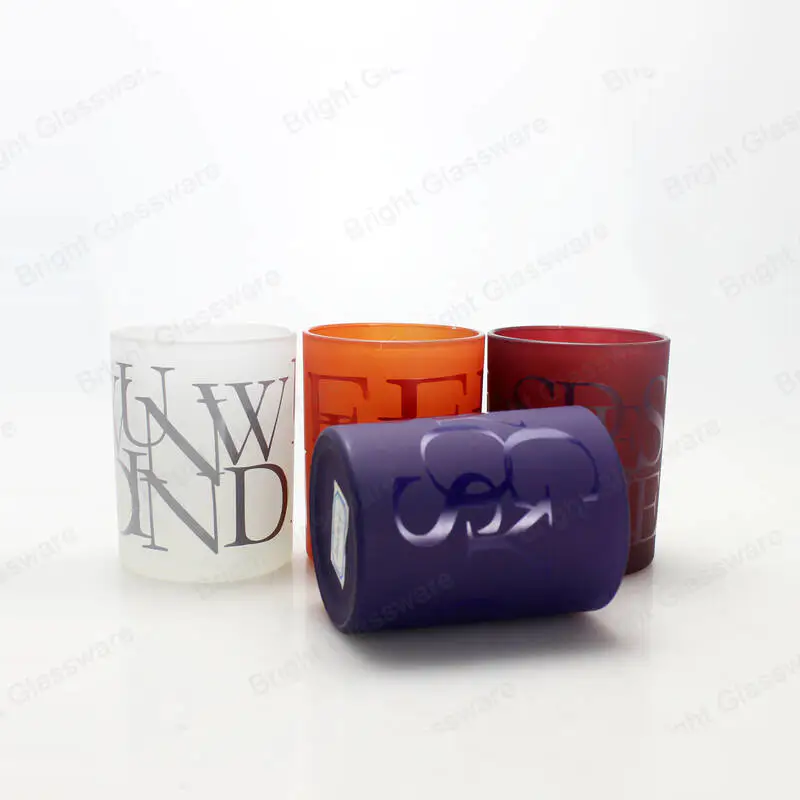 Porte-bougies multicolores en verre dépoli pour bougies avec logo personnalisé