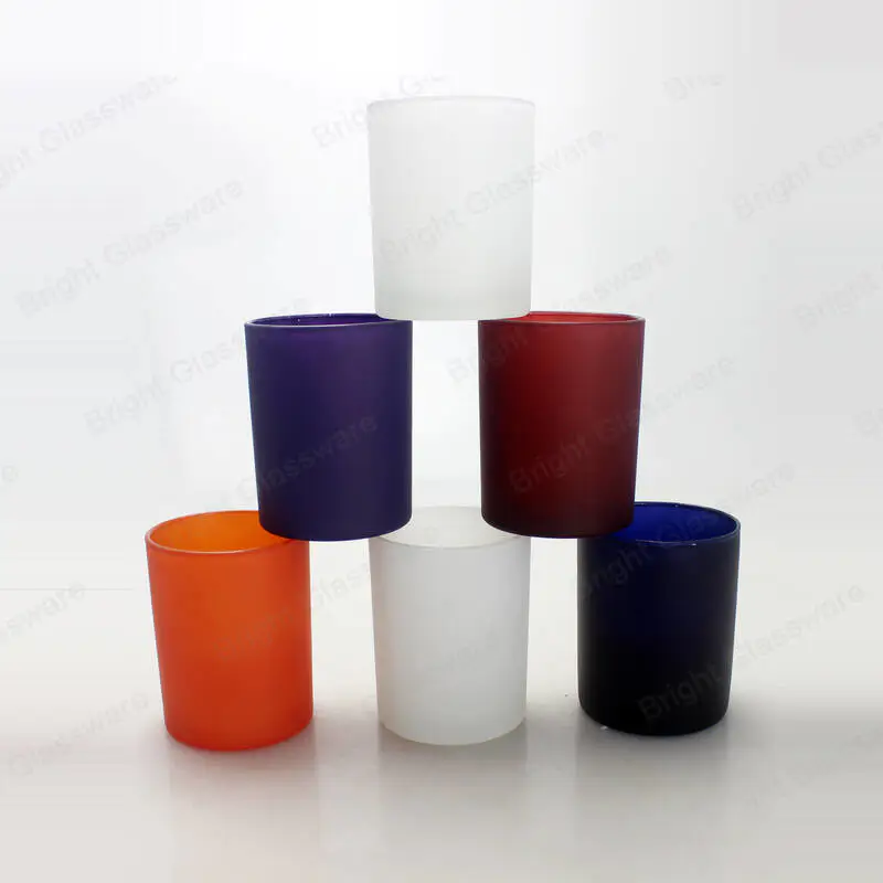 Frascos de vidrio esmerilado de candelabro de múltiples colores para velas con logotipo personalizado
