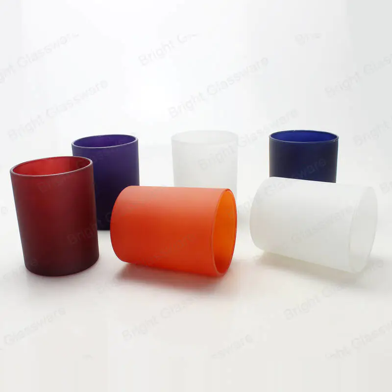 Frascos de vidrio esmerilado de candelabro de múltiples colores para velas con logotipo personalizado