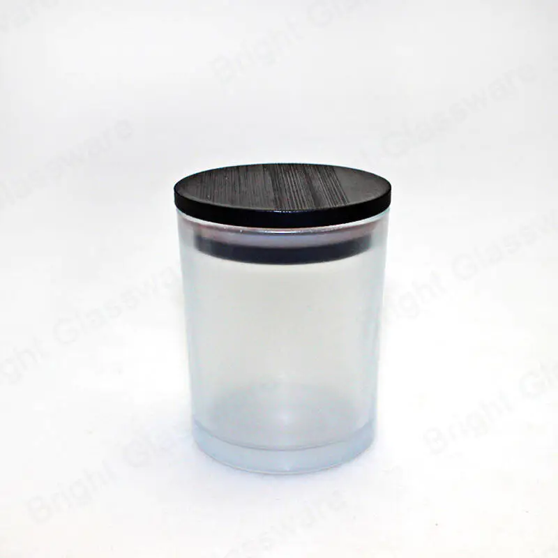 High quality glass candle holder candle jars with wooden lids glass for wedding gift
