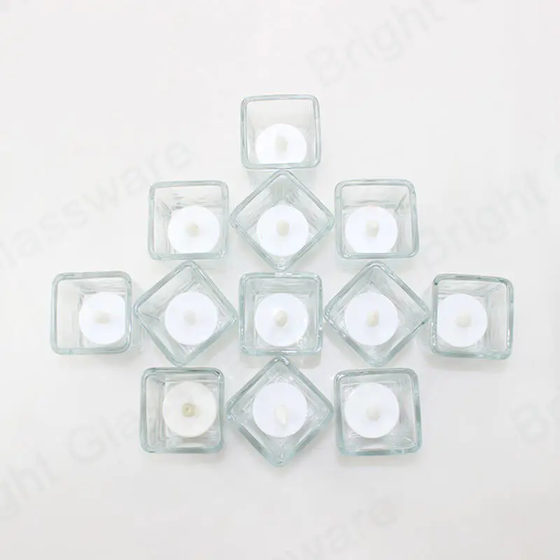 Velas perfumadas de cristal transparente moderno Velas votivas de vidrio cuadrado Contenedores para boda
