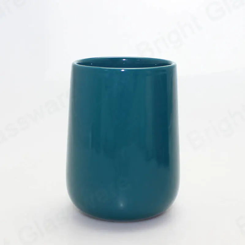定制豪华光泽空陶瓷瓷蜡烛罐容器，用于餐桌装饰