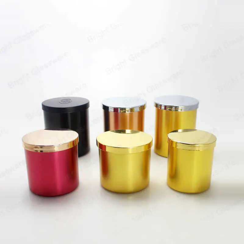 Logotipo personalizado Jarra de taza de vela de aluminio coloreada para la fabricación de velas con tapas de metal en Shenzhen