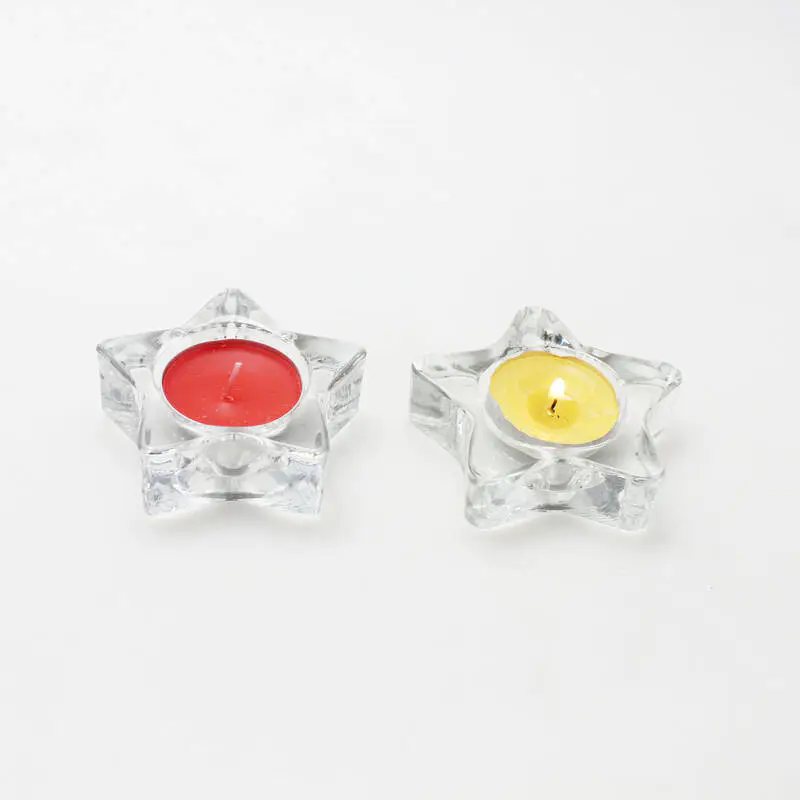 Centros de mesa de boda claro mini cristal tealight votivo estrella forma candelabro vidrio