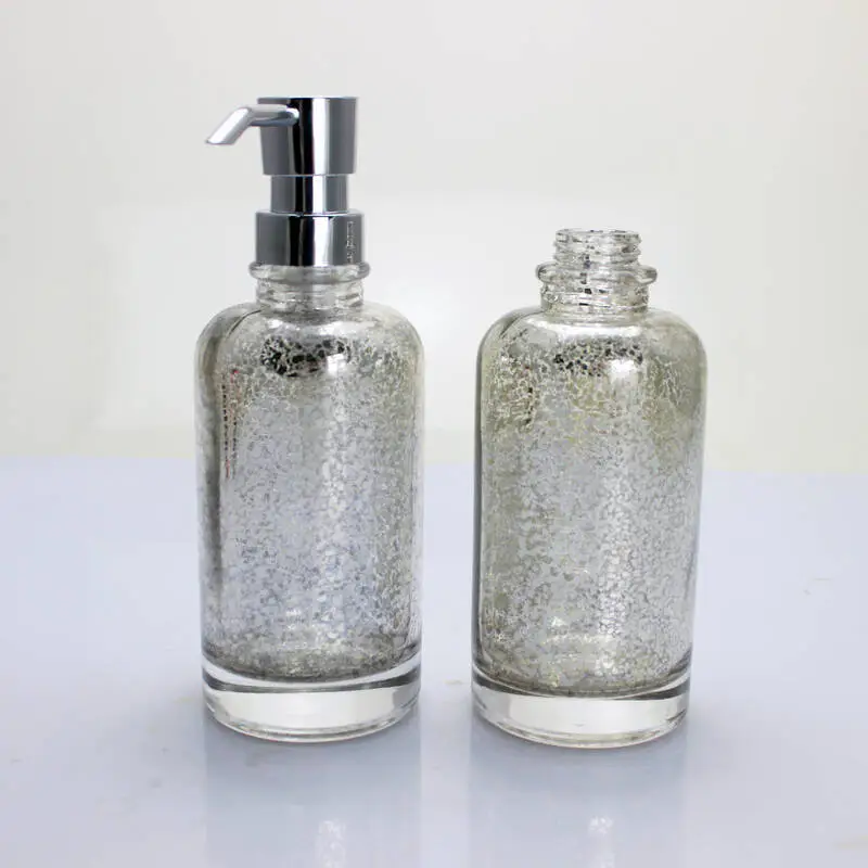 Botella de vidrio de lavado de manos vacía Jabón líquido Champú botella de vidrio con bomba de loción