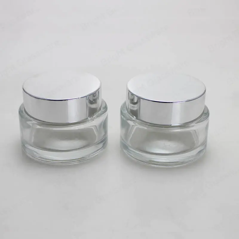 Transparente 120ml vacíos de envases cosméticos para la piel facial tarro de vidrio para crema facial