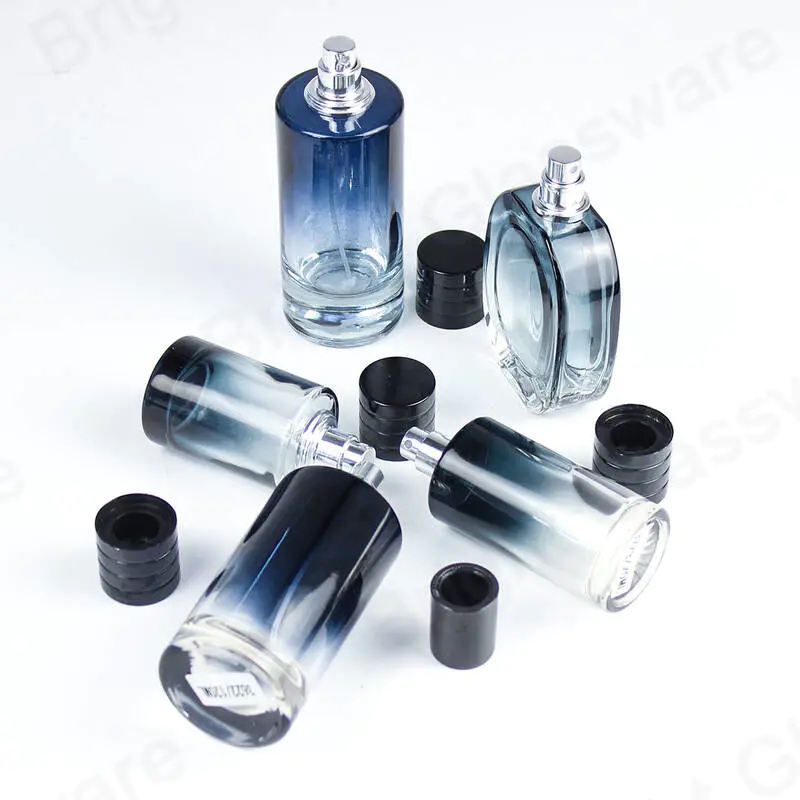 الراقية اسطوانة على شكل زجاجات عطر رذاذ فارغة مجموعة زجاجة عطر زجاجية مع غطاء مغناطيسي أسود