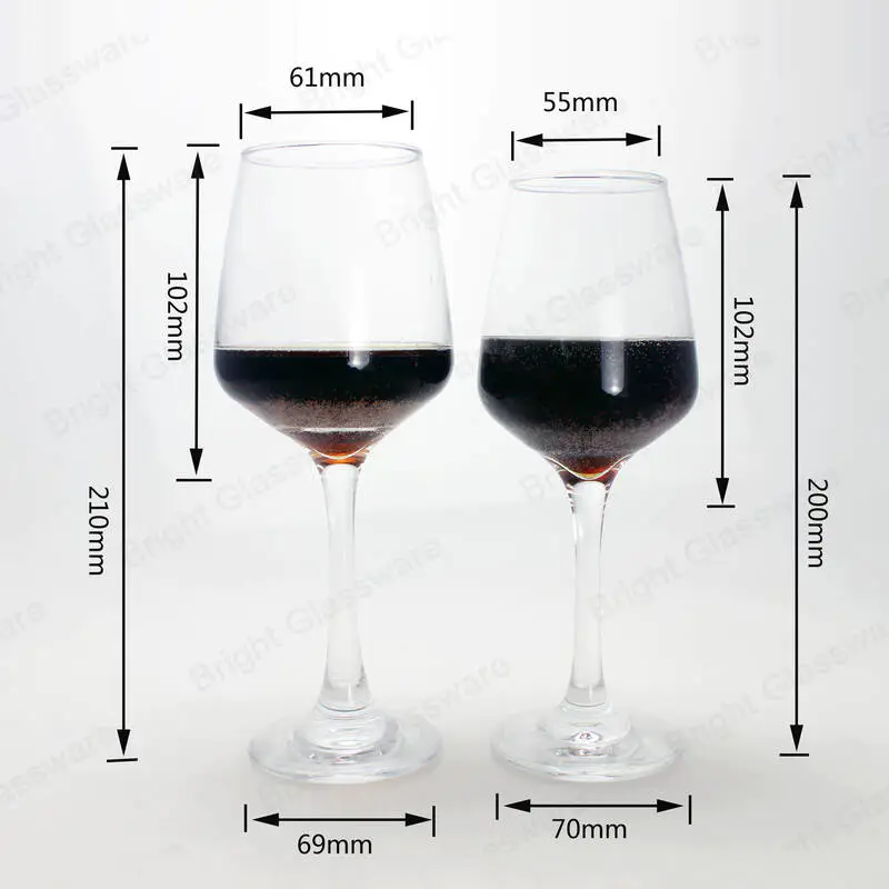 長い茎を持つ高品質のモダンなゴブレットガラス赤ワイングラス