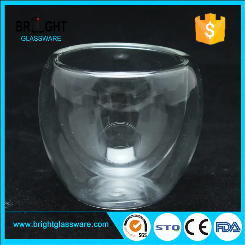 Taza de vidrio de vidrio de jugo transparente de jugo transparente de grado alimenticio resistente al calor taza de café de vidrio borosilicato de doble pared