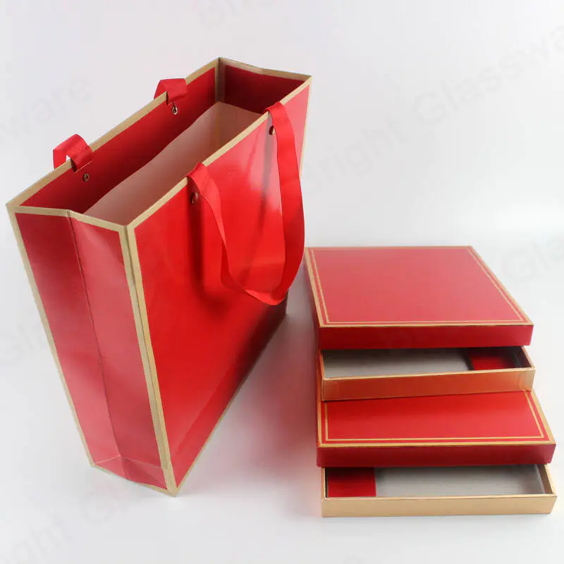 изготовленные на заказ высококачественные красные картонные подарочные коробки для чая в китайском стиле, коробка для упаковки чая с бумажными пакетами
