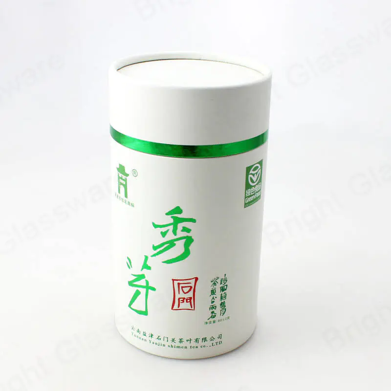 Embalaje de té de tubo de tubo de cartón blanco personalizado
