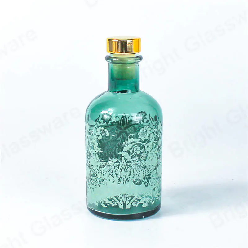 100ml diseño de calcomanía aromaterapia aceite esencial difusor de caña frascos botella de vidrio con corcho