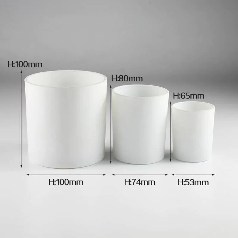 Cylindre de haute qualité en verre blanc mat 3oz 6oz 14oz bougies pots en gros