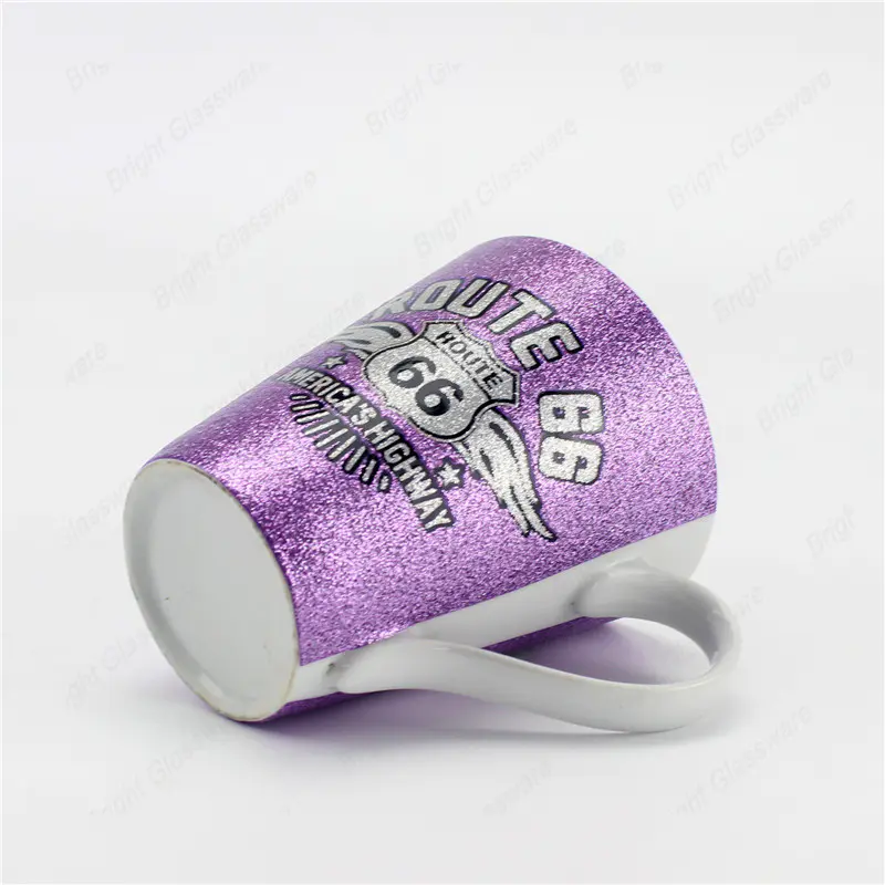 tazas de café púrpura baratas de 250ml taza de cerámica con la impresión de su logotipo