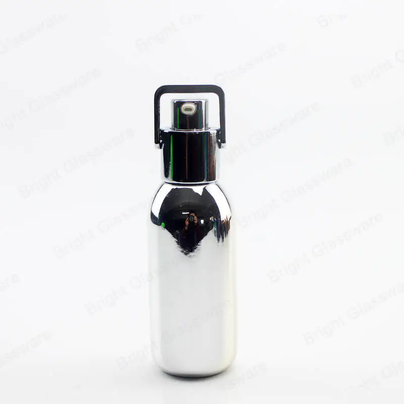 Botella de loción de vidrio creativa Botellas cosméticas de plata con bomba