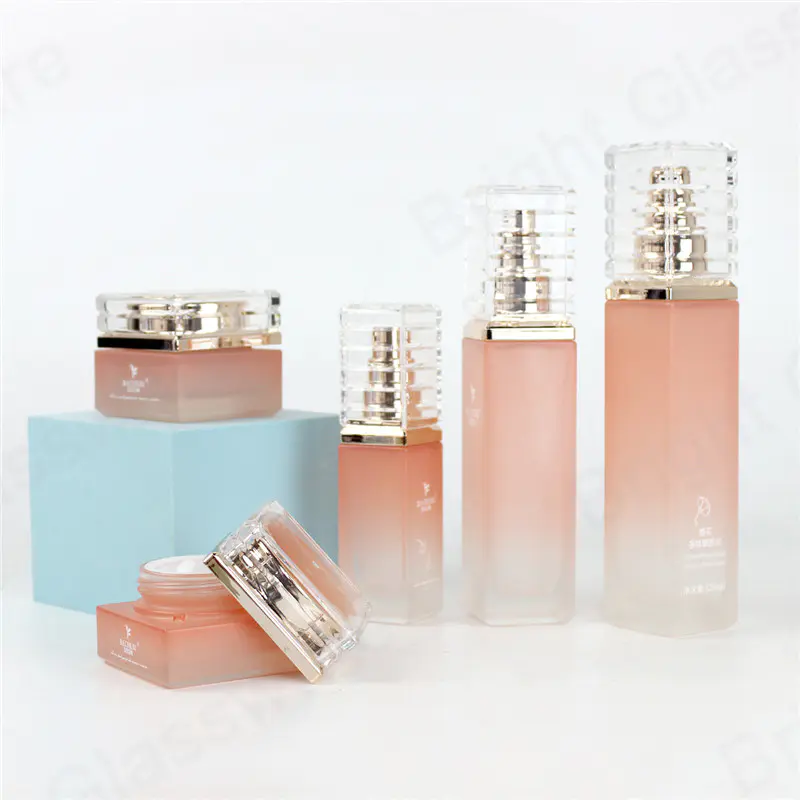 30g, 40ml, 50g, 100ml, botellas de loción de lujo de vidrio de 120ml y frascos cosméticos conjunto para el embalaje del cuidado de la piel