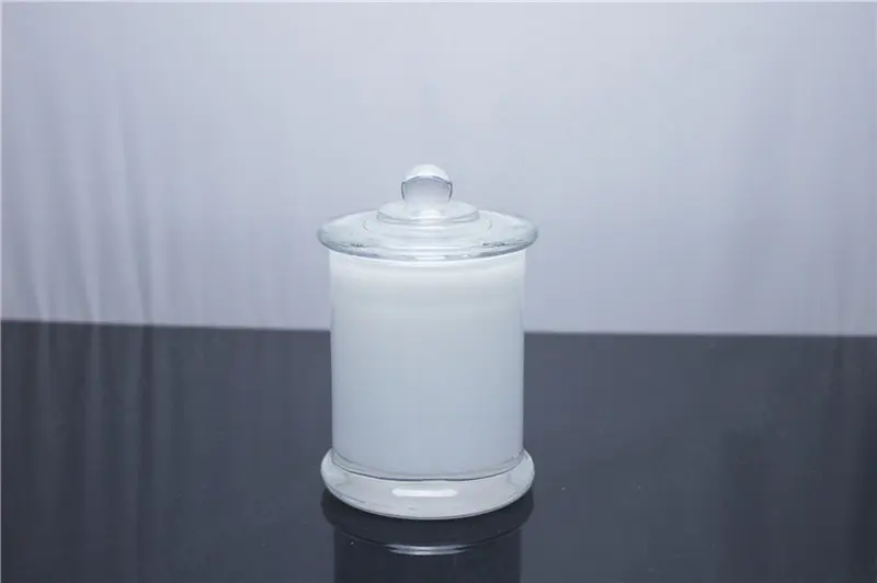 empty medium base opaque white danube candle jars with knob lid 