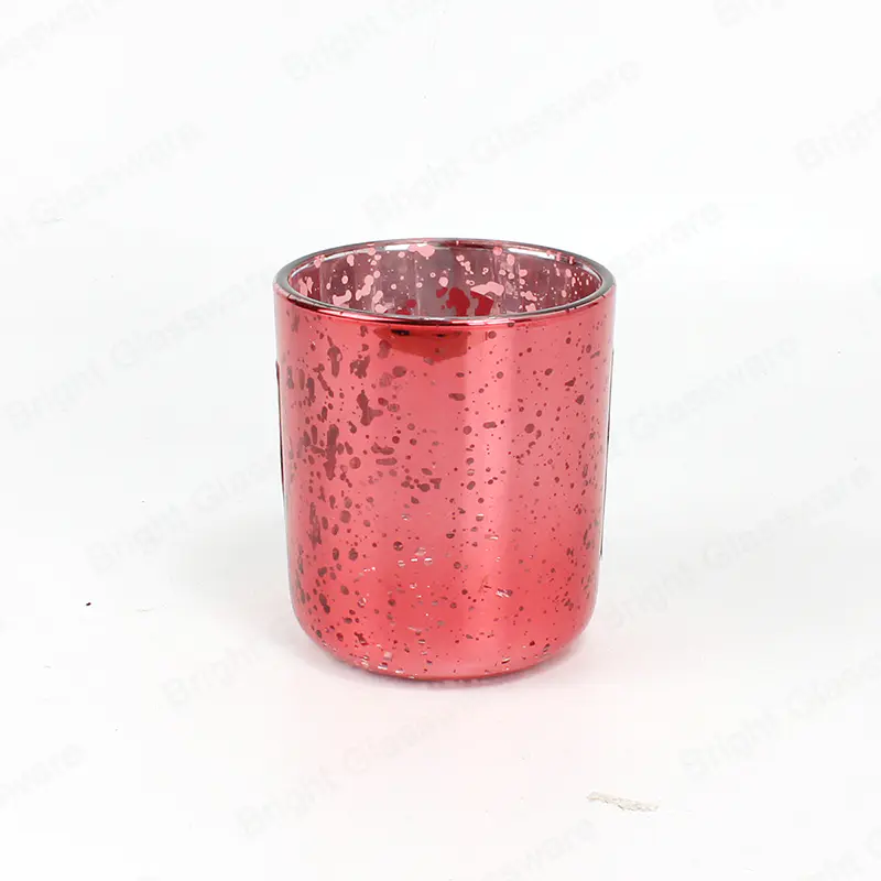 Frasco de vela de vidrio moteado vacío rojo votivo para bodas y decoración del hogar