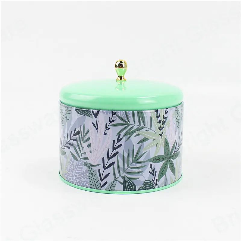 empty tin candle vessels with lid for tourist gift