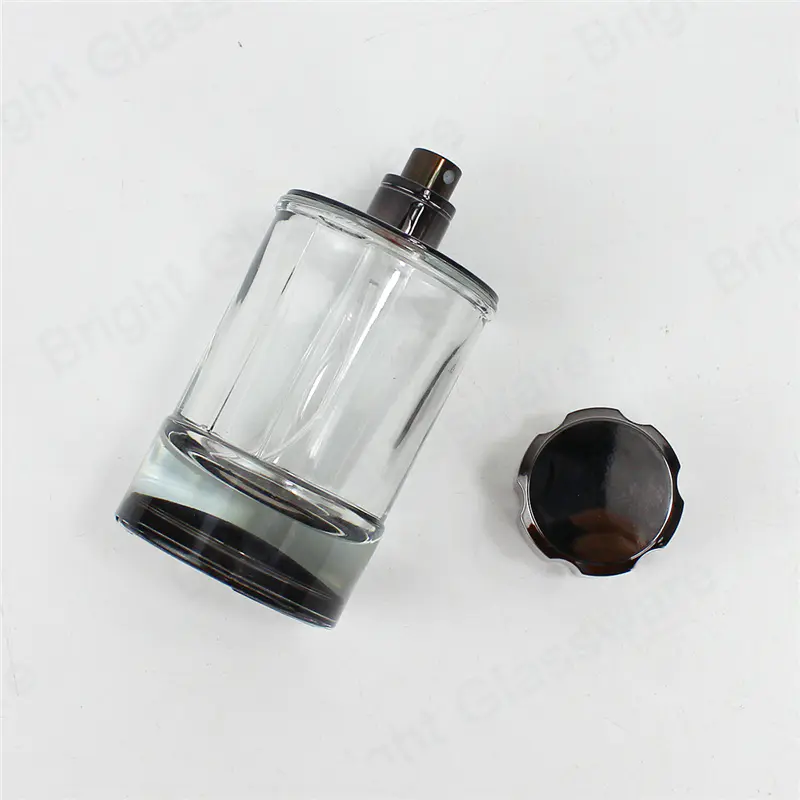 botella de perfume vacía cilindro de vidrio con tapa magnética