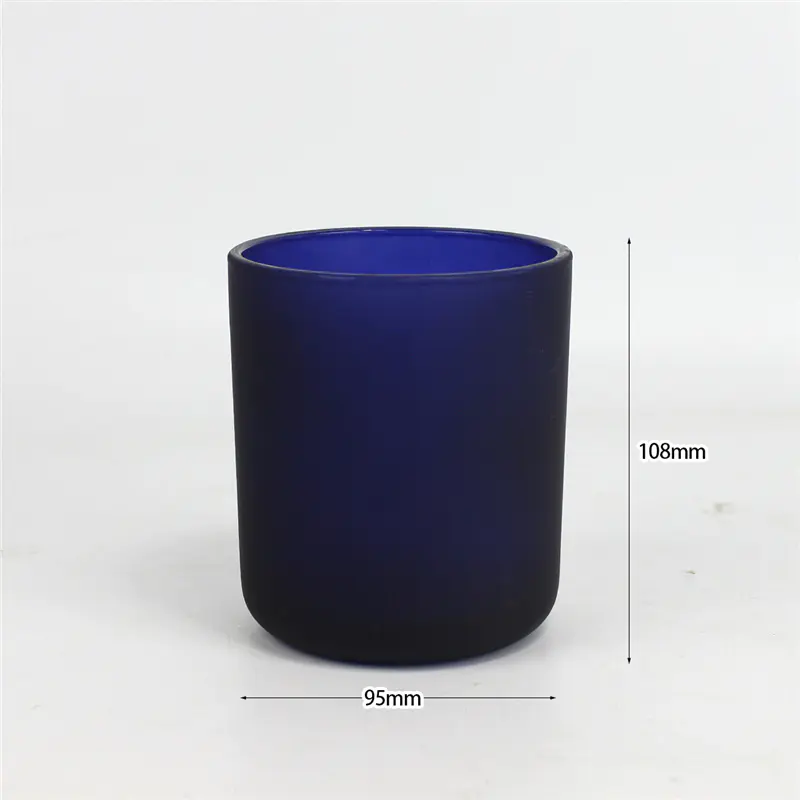 Décoration votive bleu marine bocle de bougie en verre avec couvercle en bois