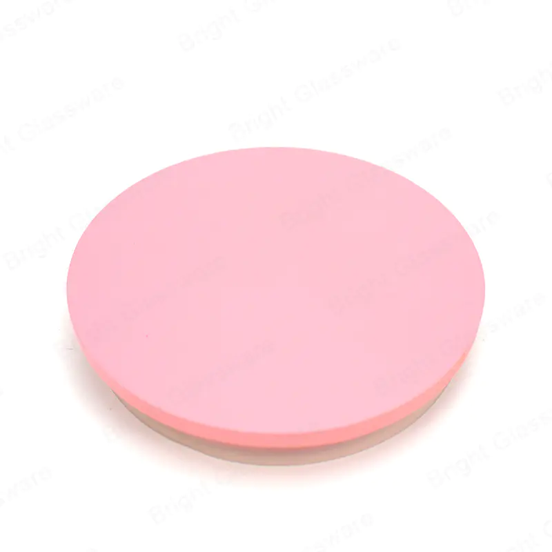 Venta al por mayor personalizar tapas redondas de velas de bambú rosa con anillo de silicona