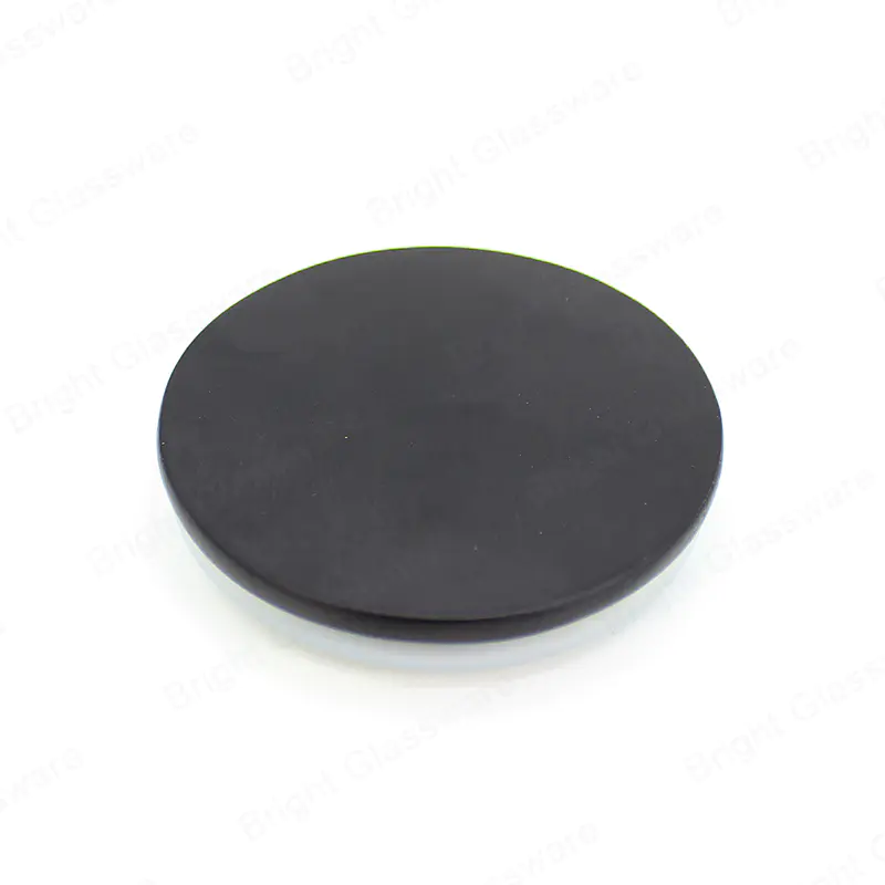 工厂价格定制圆形黑色竹蜡烛盖，带硅胶环