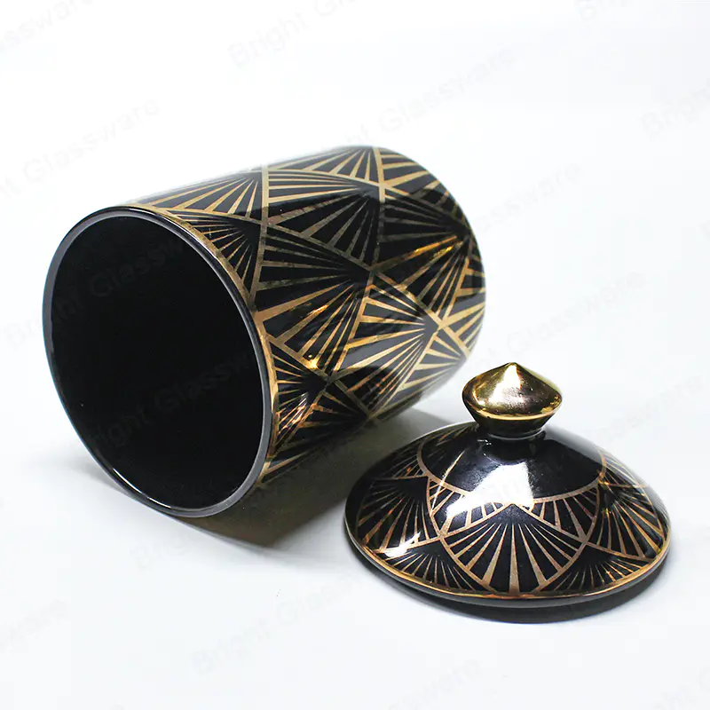 北欧陶瓷粘土蜡烛容器空蜡烛罐带盖，用于制作蜡烛