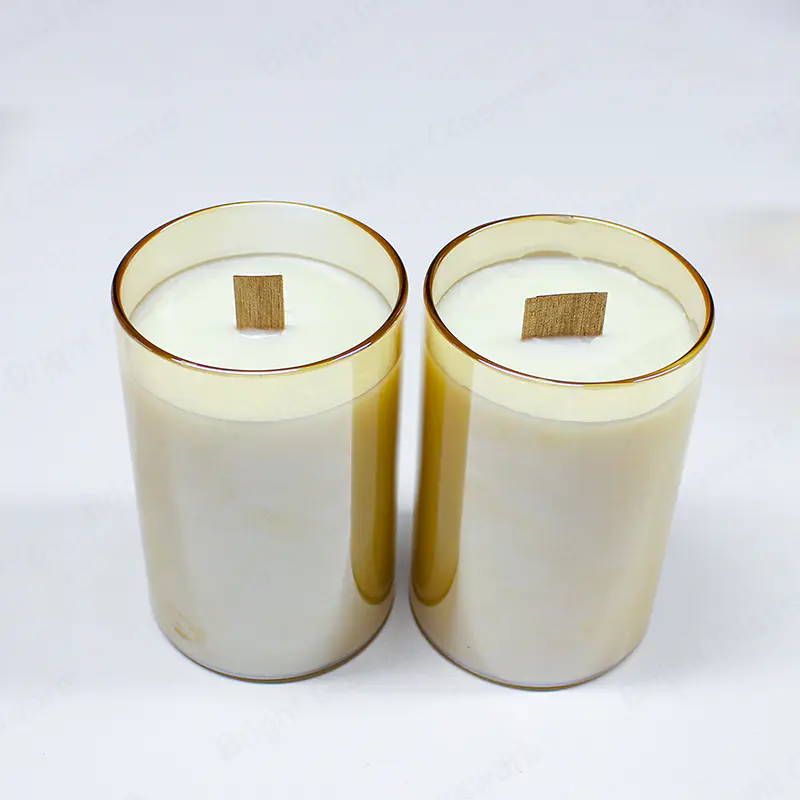 中国蜡烛罐批发透明琥珀电镀高硼硅酸盐烛台