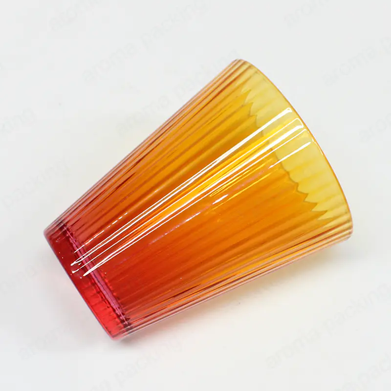 V形条纹渐变橙色定制迷你蜡烛玻璃罐家居装饰