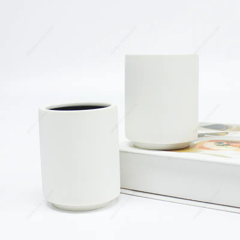高品质圆形定制徽标陶瓷蜡烛罐，用于蜡烛制作
