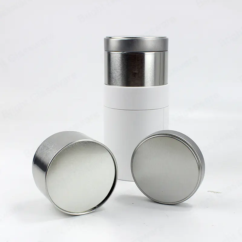 免费样品多种尺寸定制尺寸银条圆形带盖蜡烛罐