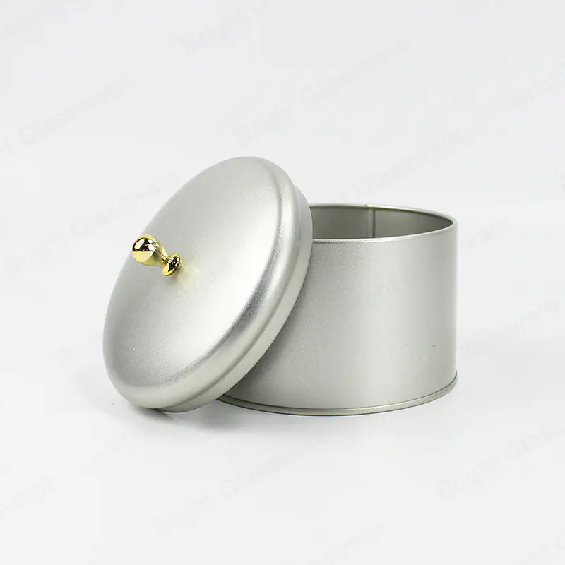 免费样品多种尺寸定制尺寸银条圆形带盖蜡烛罐