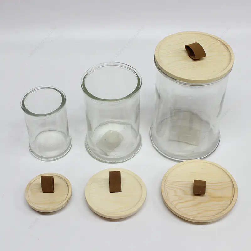 Vela redonda tapa de madera grado alimenticio tamaño personalizado con cinta para frasco de velas
