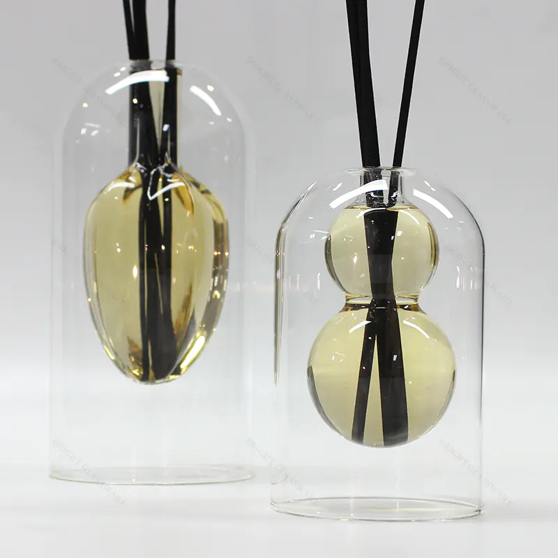 高硼硅玻璃透明芦苇扩散瓶双层芳香疗法